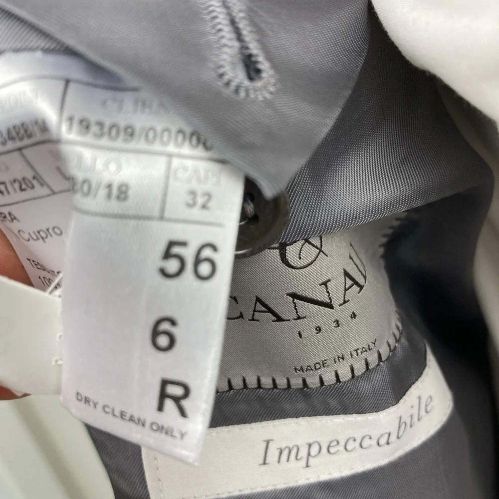 CANALI Men's Slim Fit‎ 100% Wool Grey Woven Suit, Size 46R (56 EU)